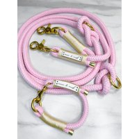 Rosa Beige Hundeleine Und Halsband Set Für Große Kleine Hunde Mit Gold Karabiner von moonandneck