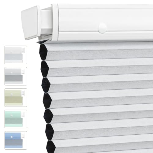 Moonice Wabenplissee ohne Bohren Kabellos Plissees mit Wabenstruktur Blickdicht Thermorollo Sonnenschutz Rollos für Fenster Sichtschutz Rollos für das Zuhause Büro (Weiß, 60cm B x 120cm H) von moonice