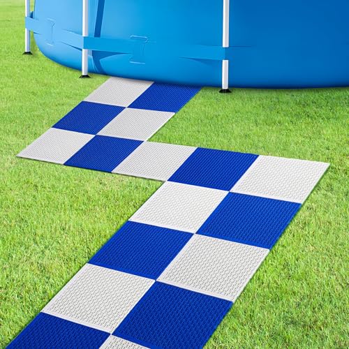 16 Stück modulare ineinandergreifende Kissen, 26,2 x 26,2 cm, Bodenfliesen, Pool-Bodenschutz, rutschfeste Pool-Bodenmatte, Wege vom Pool zur Veranda, Blau und Weiß 16 Stück modulare ineinandergreifende Kissen, 26,2 x 26,2 cm, Bodenfliesen, Pool-Bodenschutz, rutschfeste Pool-Bodenmatte, Wege vom Pool zur Veranda, Blau und Weiß von moonoom
