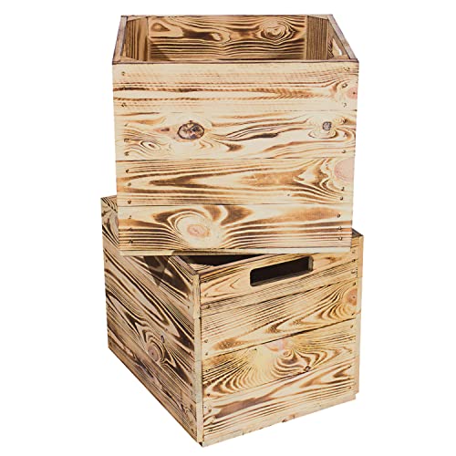 2 geflammte Holzkisten für Kallax Regal 33cm 37,5cm 32,5cm Obstkiste Kiste Box(2er set) von moooble