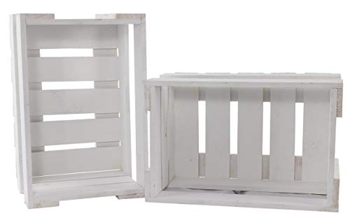 2er Set Weiße Weinkiste 46cm x 30,5cm x 24cm weiss Flaschenkisten Gartenmöbel Holzkiste Obstkiste sehr klein Kiefernholz Dekoration Landhaus modern shabby chic Holz Holzboxen von Moooble
