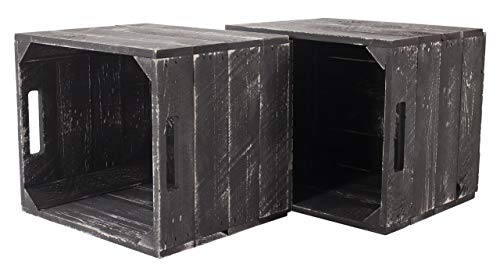 2er neue graue Holzkiste weiss grey wash für Ikea Kallax Regal Expedit 33cm x 37,5cm x 32,5cm Einsätze weiß Obstkiste Weinkiste Aufbewahrungsbox Vintage Regal Aufbewahrungskiste von Moooble