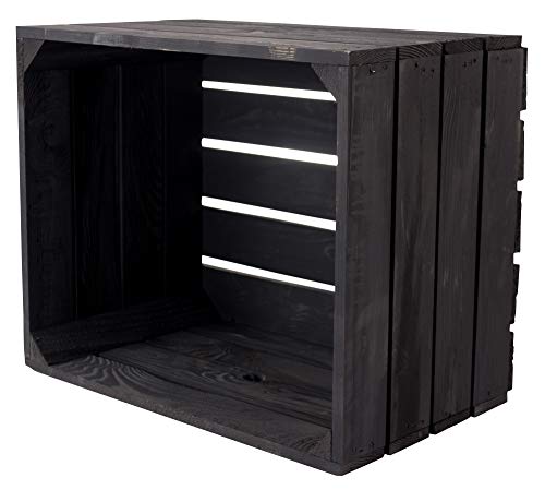 Moooble 12er Set Neue Schwarze Obstkiste 50cm x 40cm x 30cm Kiste Holzkisten Regal mittelgroß Wandregal Ablage Apfelkisten massiv individuell Weinkiste von Moooble