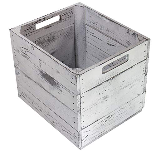 moooble 1er Holzkiste Vintage für Kallax Regale weiß/Weiss 33cm x 37,5cm x 32,5cm Einlagekiste Einsätze Shabby chic Weinkiste Expedit Einsatz Aufbewahrungskiste Obstkisten DIY von moooble