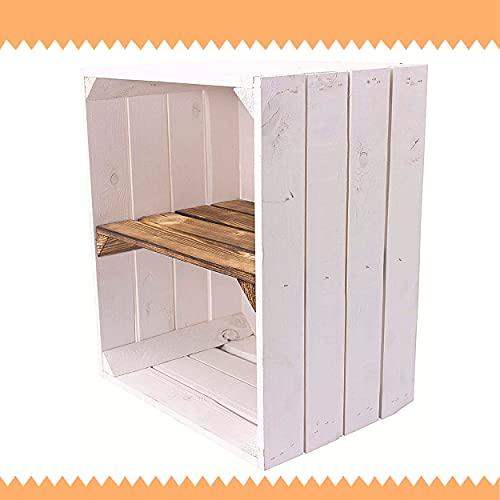 Moooble Neue weiße Obstkiste mit Einlegeboden/Zwischenbrett in geflammt Quer 50cm x 40cm x 30cm Schuhregal Holzkisten Weinkisten Regal Wandregal Kisten flambiert Moooble Neue weiße Obstkiste mit Einlegeboden/Zwischenbrett in geflammt Quer 50cm x 40cm x 30cm Schuhregal Holzkisten Weinkisten Regal Wandregal Kisten flambiert von Moooble