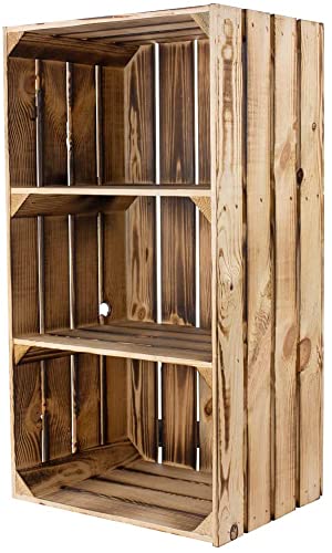 Moooble 2 geflammte Schränke aus Holz mit 2 Böden 68cm x 40cm x 31cm Holzregal Regal Obstkiste Kiste(2er Set) von Moooble