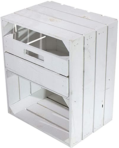 moooble 2er Set weiße Regalkiste mit Schublade quer 50cm x 40cm x 30cm Ablagekiste Regal Kiefernholz Vintage Obstkisten Weinkiste Natur massiv Möbel-Kiste Holzboxen moooble 2er Set weiße Regalkiste mit Schublade quer 50cm x 40cm x 30cm Ablagekiste Regal Kiefernholz Vintage Obstkisten Weinkiste Natur massiv Möbel-Kiste Holzboxen von moooble