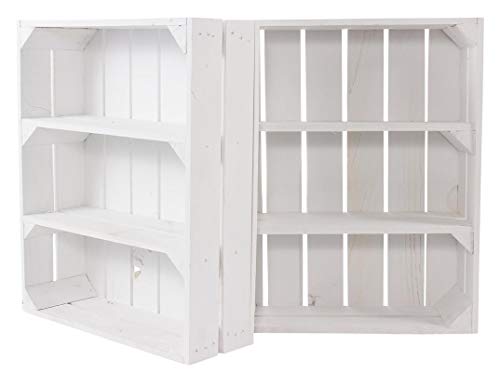 Moooble 2er neues Shabby chic Gewürzregal 50cm x 40cm x 16cm Küchenregal Ablage Regal Holzregal Obstkiste Apfelkiste Weinkiste Wandregal weiß/Weiss klassisch Vintage-Möbel Natur von Moooble