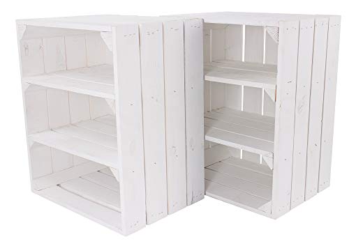 moooble 6er weißes Küchenregal mit 3 Fächern Quer 50cm x 40cm x 30cm Shabby Chic Landhaus Obstkisten Weinkisten Regal Holzkiste Kiste Box DIY Bücherregal von moooble