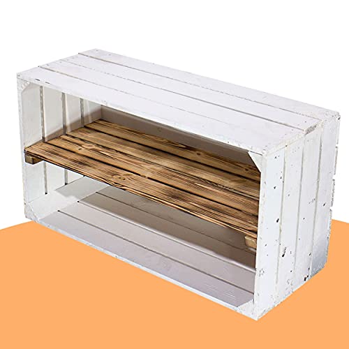 moooble Breite weiße Obstkiste mit geflammtem Mittelbrett 68cm x 40cm x 31cm Holzregale quer mit Zwischenbrett Weinkiste Natur Vintage-Style Gartenmöbel Fach flambiert moooble Breite weiße Obstkiste mit geflammtem Mittelbrett 68cm x 40cm x 31cm Holzregale quer mit Zwischenbrett Weinkiste Natur Vintage-Style Gartenmöbel Fach flambiert von moooble