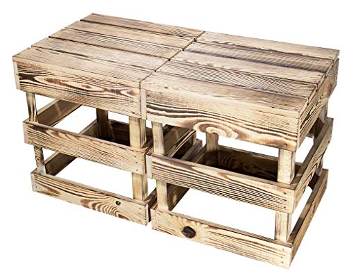 moooble Sparpaket Neuer geflammte/brauner Hocker 81cm x 41xm x 31cm Pflanzenhocker Ablage Sitzhocker Holz(2er Set) von moooble