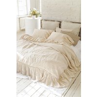 Linen Duvet Cover . French Linen Bedding Set Shabby Chic Linen Ruffled Duvet Cover With Extra Long Ruffles. Mooshop von mooshop