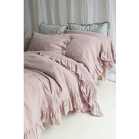 Linen Duvet Cover . Linen Bedding Set Shabby Chic Linen Ruffled Duvet Cover With Ruffles. Softened & Washed Linen von mooshop
