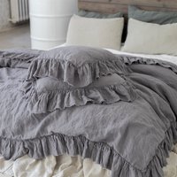 Linen Duvet Cover . Linen Bedding Set Shabby Chic Linen Ruffled Duvet Cover With Ruffles. Softened & Washed Linen. Mooshop New Colors von mooshop