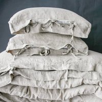 Linen Duvet Cover With Small Ties . Boho Full, Twin, Queen, King, Custom Size Bed Linens French Linen Bedding von mooshop