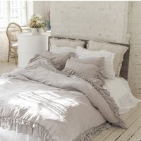 Linen Duvet Cover. Rustic Style Ruffle Duvet Cover With Double Ruffles All Around von mooshop