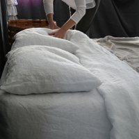 Linen Sheets Set. Natural Linen Bedding Set. Top Bed Sheet, Fitted Sheet & Two Pillowcases Seamless von mooshop