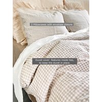 Natural Gingham Comforter/Duvet Cover Linen Bedding Set All Sizes Duvet Cover Queen With 2 Pillowcases Quilt von mooshop