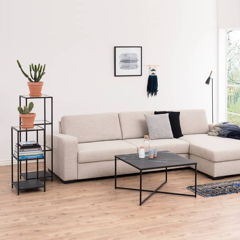 home24 Regal Enmore Ablagefläche: Glas, gehärtet Gestell: Metall, pulverbeschichtet Schwarz 83cm home24 Regal Enmore Ablagefläche: Glas, gehärtet Gestell: Metall, pulverbeschichtet Schwarz 83cm von home24