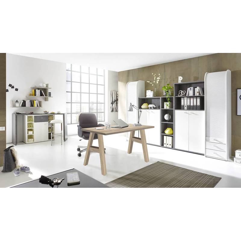 home24 Schreibtisch Leeton I 120cm Braun/Eiche Sanremo Hell Dekor von home24