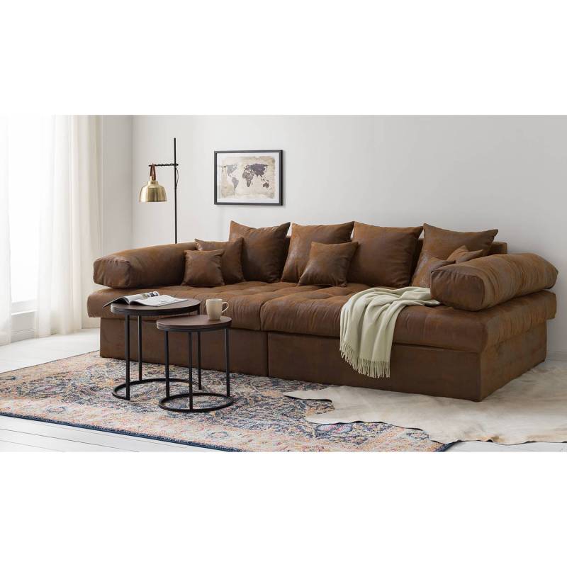 mooved Bigsofa Naomi IV Braun Microfaser 278x77x158 cm von mooved