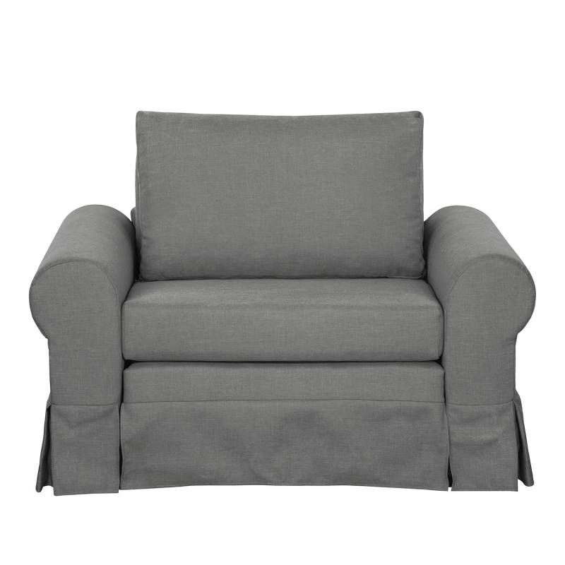 home24 Schlafsessel Country mit Husse Grau/Silbergrau Stoff Doran 125 x 90 x 90cm von home24