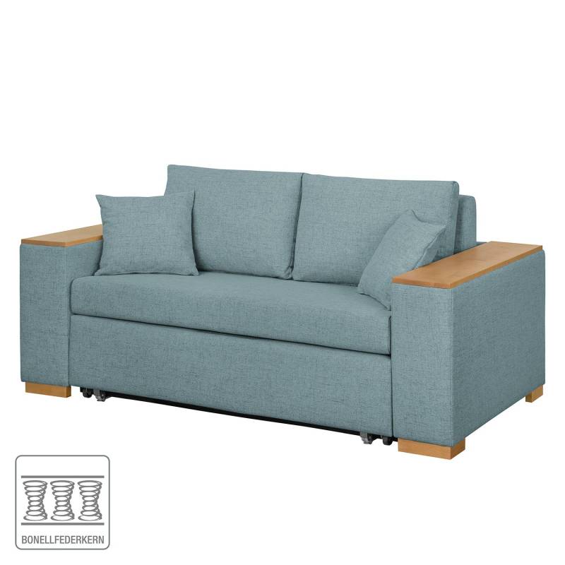 home24 Schlafsofa mit XL Armlehne Holz Grau/Taubengrau Webstoff Barona 176cm Modern von home24