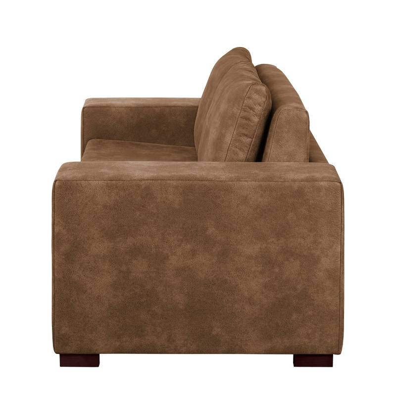 home24 Schlafsofa Basic mit XL Armlehne Braun/Latte Macchiato Microfaser Bera 176cm Industrial von home24