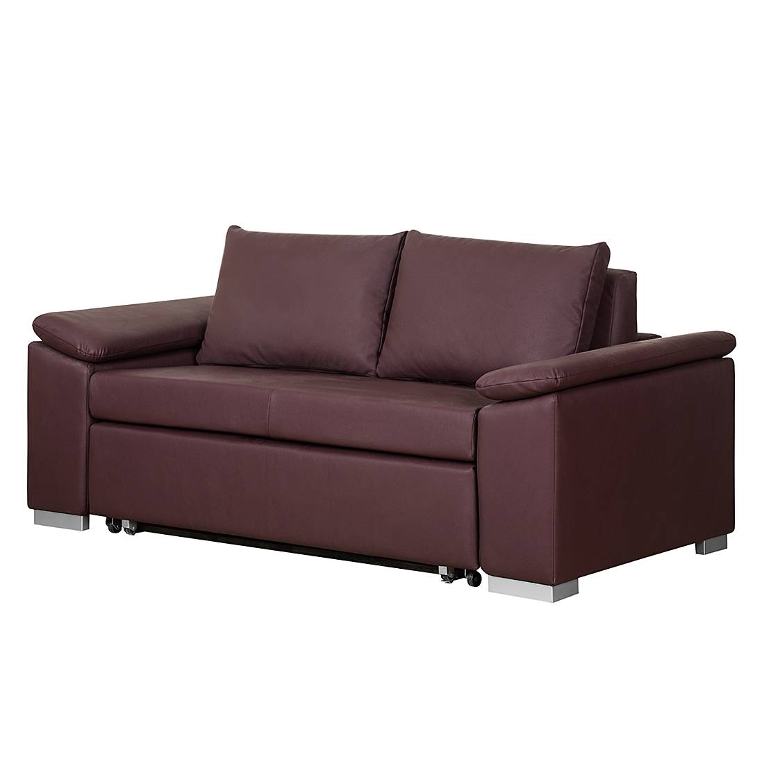 mooved Schlafsofa Latina IX 2-Sitzer Aubergine Kunstleder 190x90x90 cm (BxHxT) mit Schlaffunktion/Bettkasten Modern von Mørteens