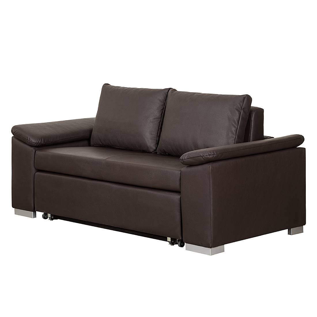 mooved Schlafsofa Latina IX 2-Sitzer Braun Kunstleder 210x90x90 cm (BxHxT) mit Schlaffunktion/Bettkasten Modern von Mørteens