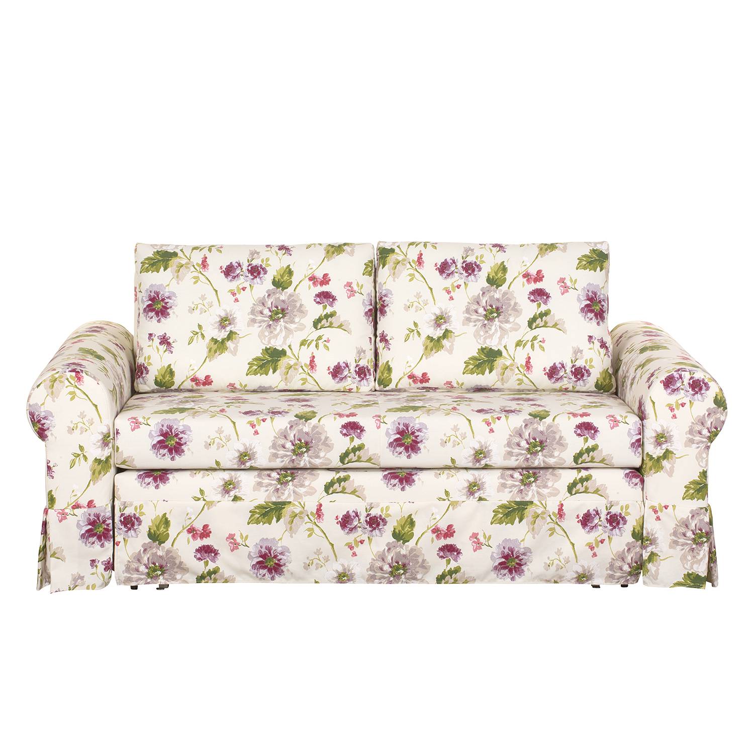 mooved Schlafsofa Latina VIII Cremeweiß/Brombeere Webstoff 185x90x90 cm (BxHxT) mit Schlaffunktion/Bettkasten Geblümt Landhaus von Mørteens