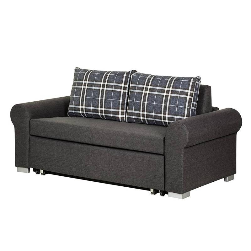 mooved Schlafsofa Latina X 2-Sitzer Grau/Braun/Blau Webstoff 165x90x90 cm mit Schlaffunktion und Bettkasten von Mørteens