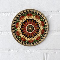 Vintage Wandteller Emaille, Teller Mosaik, Messing Wandteller, Mid Century Wanddekoration von moovi