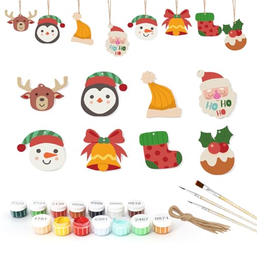 mophrati 8 teiliges Weihnachts Malen nach Zahlen Set für Anfänger, DIY Baumschmuck, Kunst Kit für Erwachsene, PVC für das Wohnzimmer, MBH12 von mophrati