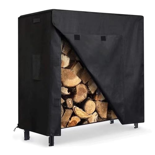 mophrati Brennholz mit schwarzer 210D Oxford Stoff Holzlagerabdeckung, Brennholz Holzregal Abdeckung, Holzlager für Holzscheite im Außenbereich, Holzkorb, A, 8 Fuß: 250 x 65 x 110 cm von mophrati