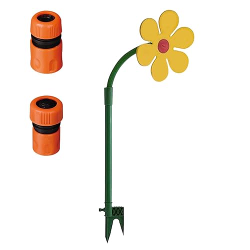 mophrati Crazy Daisy 360° rotierender Tanzregner, Spaß beim Bewässern, robust, wasserabweisend, für Rasen, Kinder und Spiel, Gelb, +Adapter von mophrati