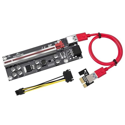 mophrati PCI E 1x bis 6X USB3.0 Extender Card Board Portable Desktop PC Mining Adapterkabel Zubehör für elektrische Geräte, Roter Steckplatz Rotes Kabel von mophrati