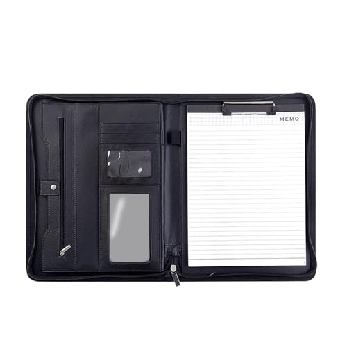 mophrati Verkaufsclip für Profis, A4 Ordner, Leder, multifunktionaler Clip, der Sich auch nach dem Falten um 180 Grad Nicht leicht verformt, Handheld schwarz von mophrati