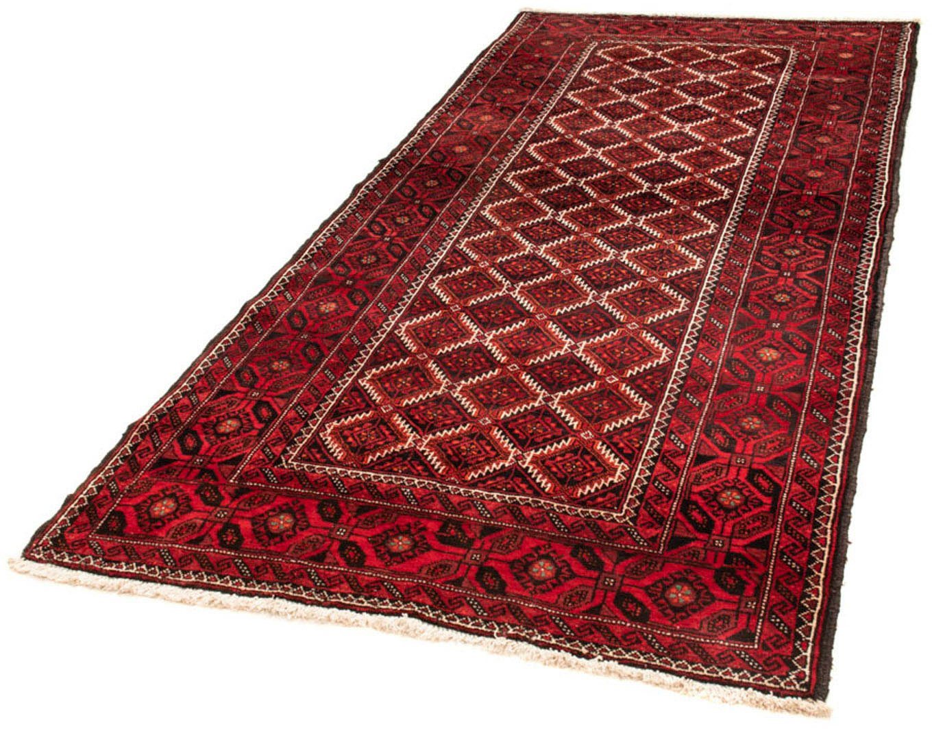 Hochflor-Läufer Belutsch Durchgemustert Rosso scuro 248 x 117 cm, morgenland, rechteckig, Höhe: 8 mm, Handgeknüpft von morgenland