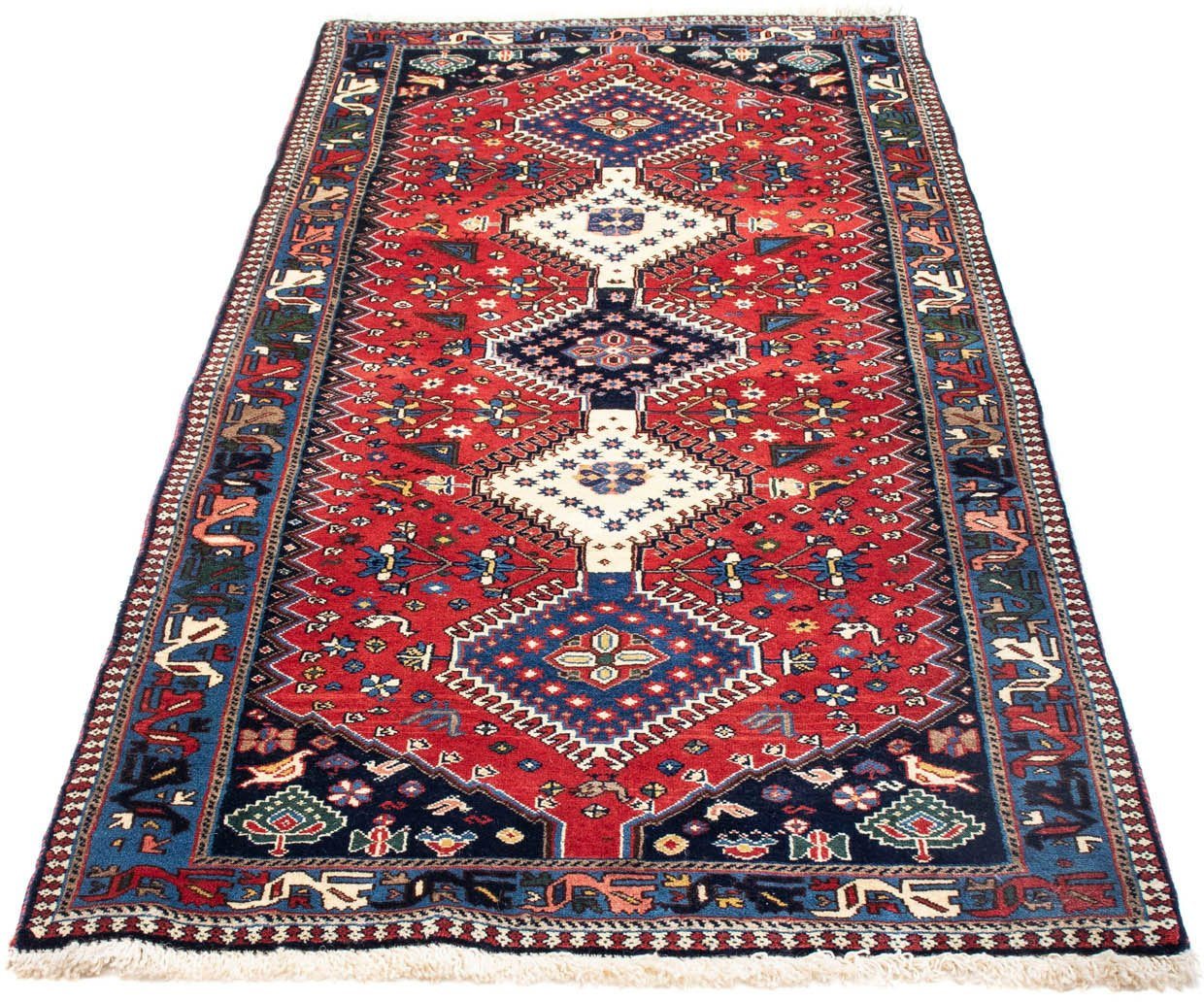 Hochflor-Läufer Yalameh Felder Rosso chiaro 195 x 81 cm, morgenland, rechteckig, Höhe: 10 mm, Handgeknüpft von morgenland