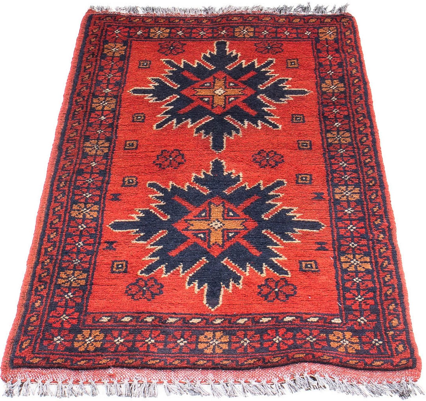 Orientteppich Afghan - Kunduz - 98 x 49 cm - dunkelrot, morgenland, rechteckig, Höhe: 7 mm, Wohnzimmer, Handgeknüpft, Einzelstück mit Zertifikat von morgenland