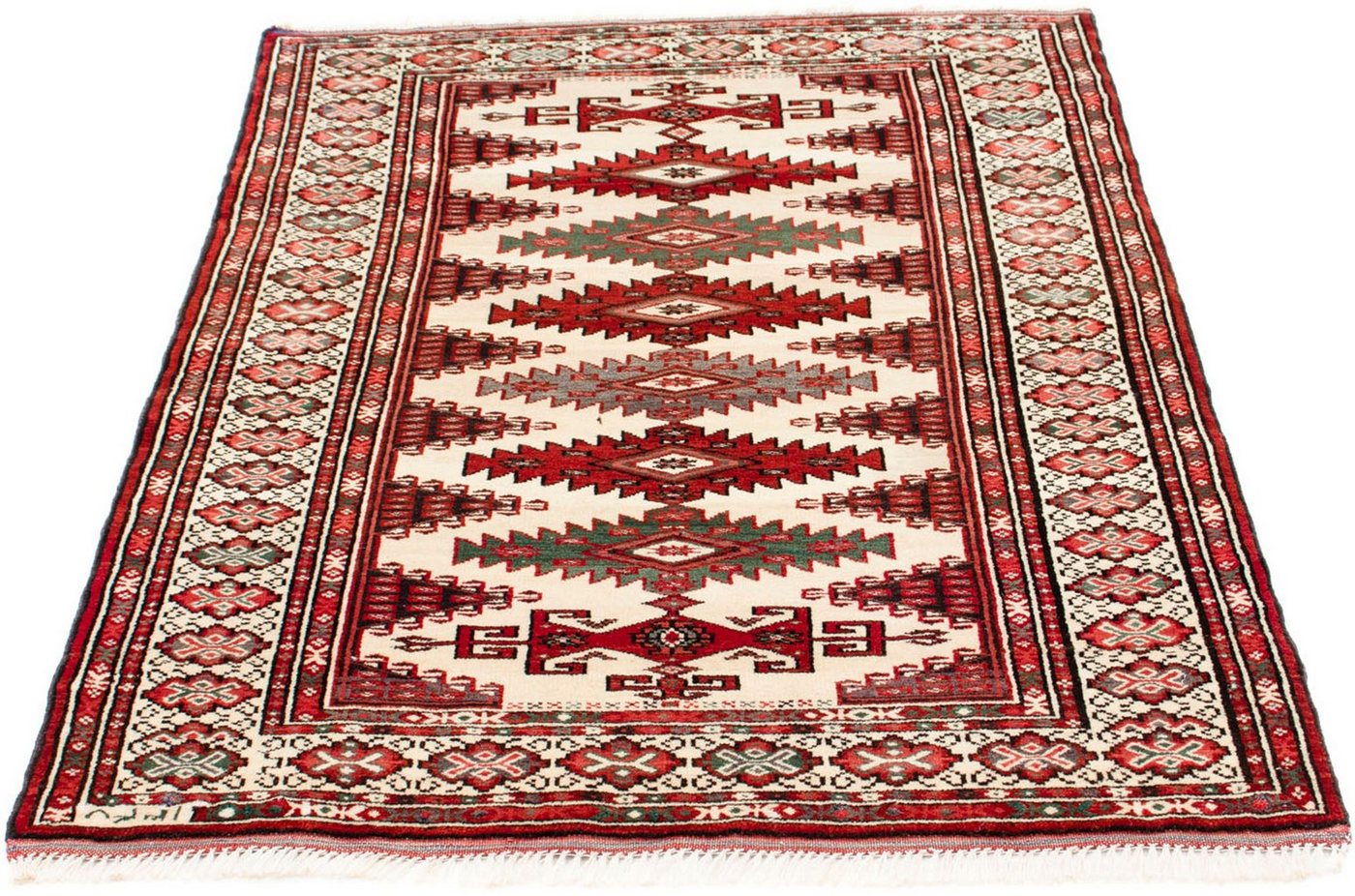 Orientteppich Belutsch - 128 x 91 cm - beige, morgenland, rechteckig, Höhe: 8 mm, Wohnzimmer, Handgeknüpft, Einzelstück mit Zertifikat von morgenland