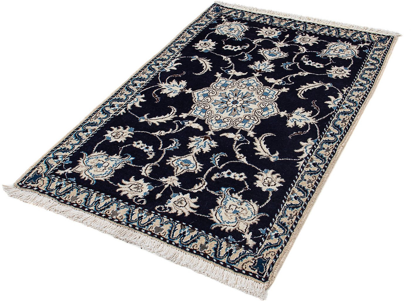 Orientteppich Perser - Nain - 137 x 89 cm - dunkelblau, morgenland, rechteckig, Höhe: 10 mm, Wohnzimmer, Handgeknüpft, Einzelstück mit Zertifikat von morgenland