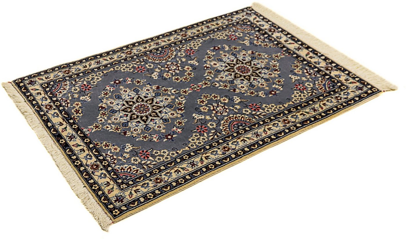 Orientteppich Perser - Nain - Premium - 107 x 76 cm - grau, morgenland, rechteckig, Höhe: 6 mm, Wohnzimmer, Handgeknüpft, Einzelstück mit Zertifikat von morgenland