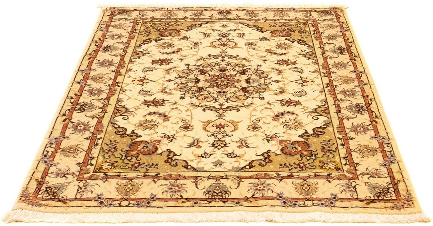 Orientteppich Perser - Täbriz - Royal - 141 x 103 cm - beige, morgenland, rechteckig, Höhe: 7 mm, Wohnzimmer, Handgeknüpft, Einzelstück mit Zertifikat von morgenland
