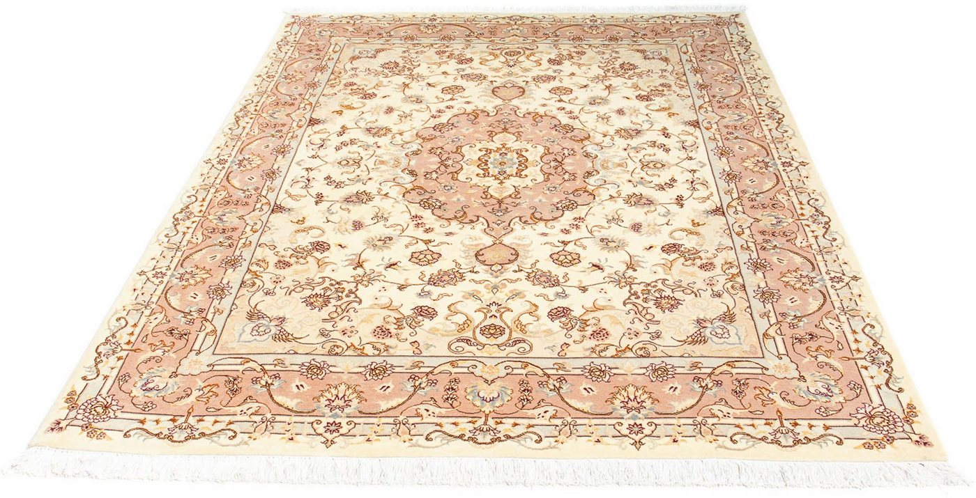 Orientteppich Perser - Täbriz - Royal - 196 x 149 cm - beige, morgenland, rechteckig, Höhe: 7 mm, Wohnzimmer, Handgeknüpft, Einzelstück mit Zertifikat von morgenland