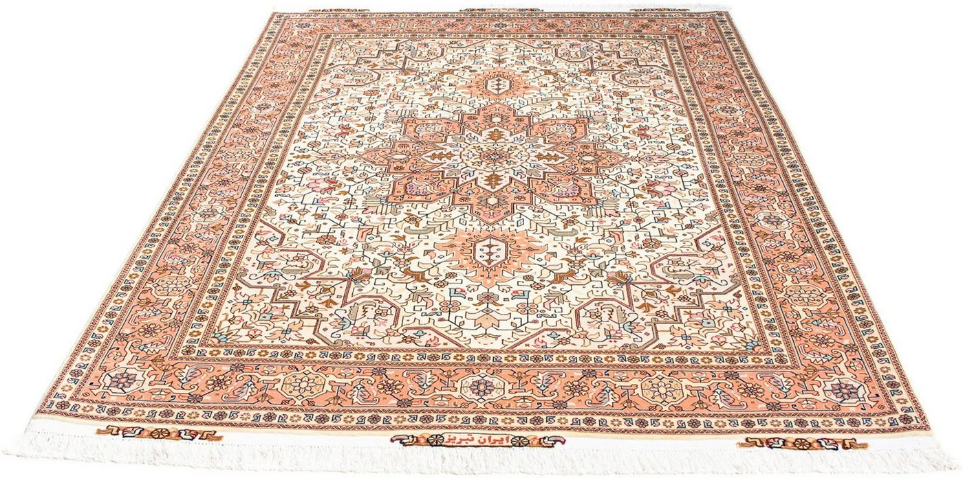 Orientteppich Perser - Täbriz - Royal - 201 x 150 cm - beige, morgenland, rechteckig, Höhe: 7 mm, Wohnzimmer, Handgeknüpft, Einzelstück mit Zertifikat von morgenland