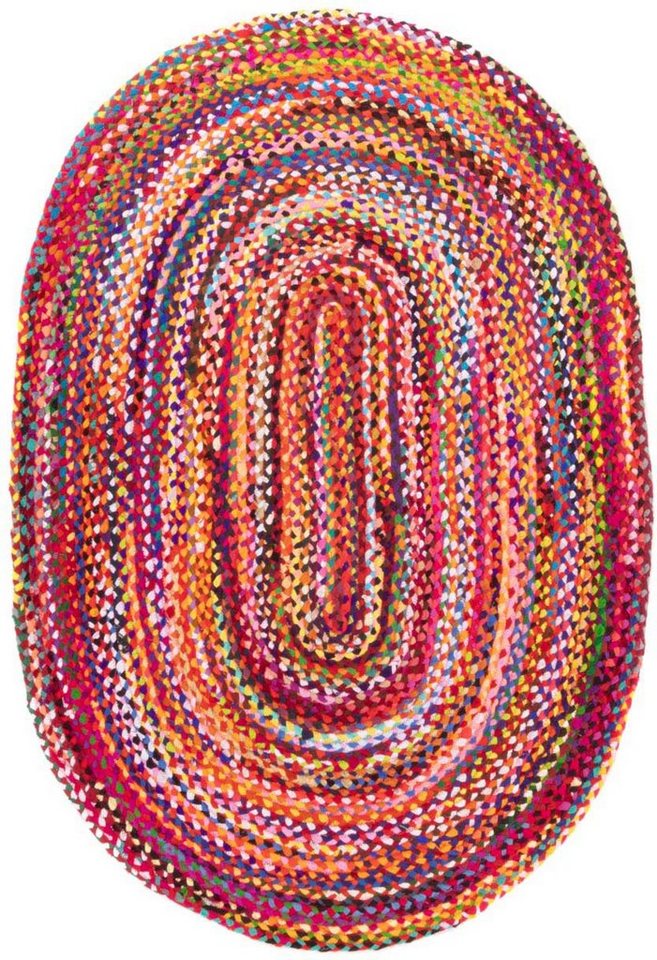 Teppich Indigo Stripy, morgenland, oval, Höhe: 7 mm, beidseitig verwendbar, Baumwolle von morgenland