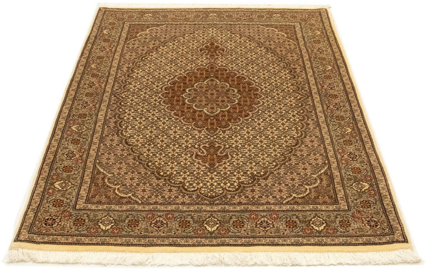 Teppich Täbriz 50 Raj Teppich handgeknüpft beige, morgenland, rechteckig, Höhe: 7 mm, handgeknüpft von morgenland