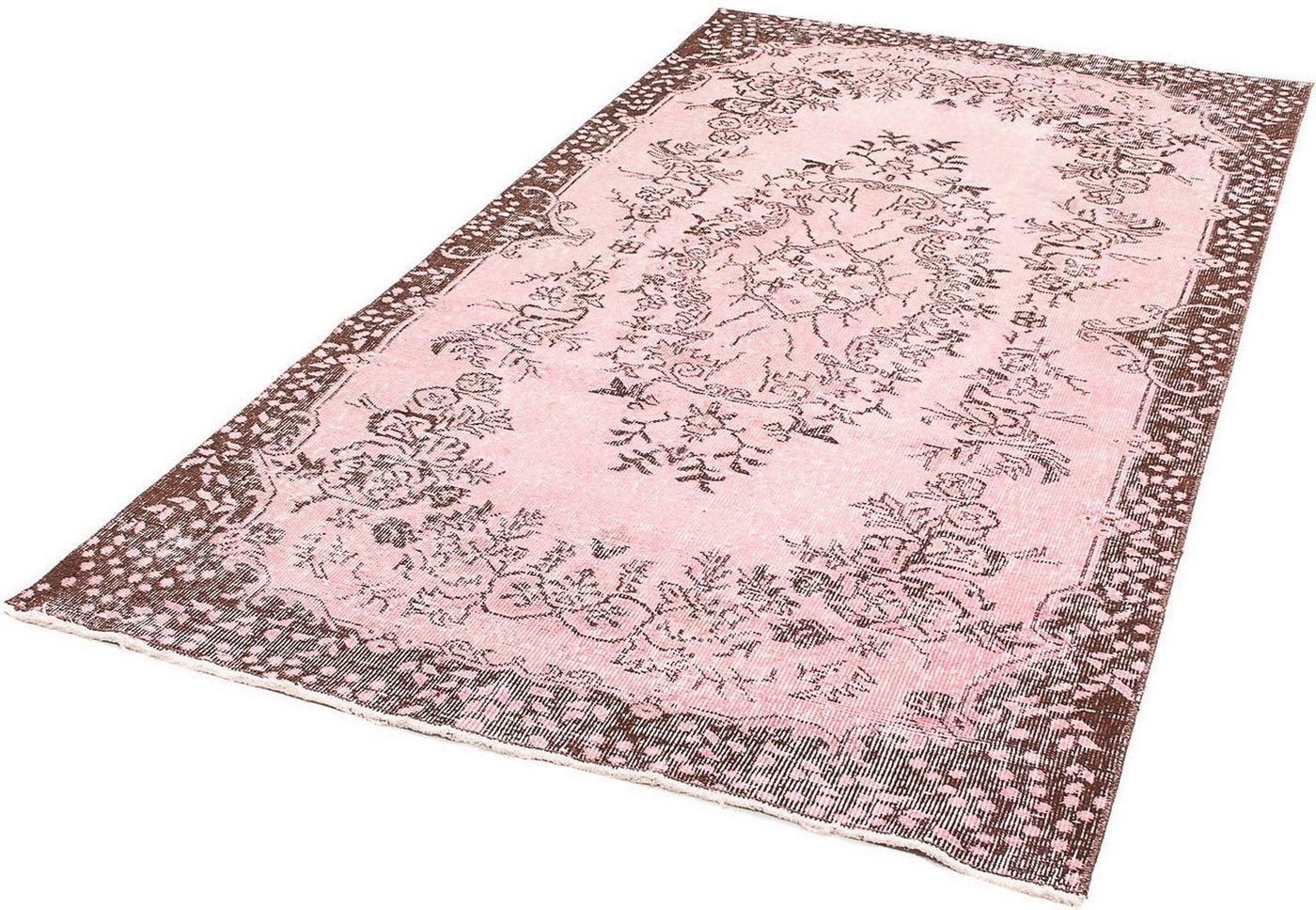Teppich Vintage - 217 x 118 cm - rosa, morgenland, rechteckig, Höhe: 8 mm, Wohnzimmer, Handgeknüpft, Einzelstück mit Zertifikat von morgenland